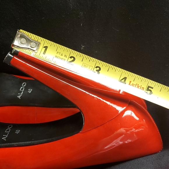 SQUARE TOE ALDO RED PATENT PU PUMPS 9 - Picture 8 of 9